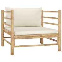 vidaXL Sodo sofa su kreminėmis pagalvėlėmis, bambukas