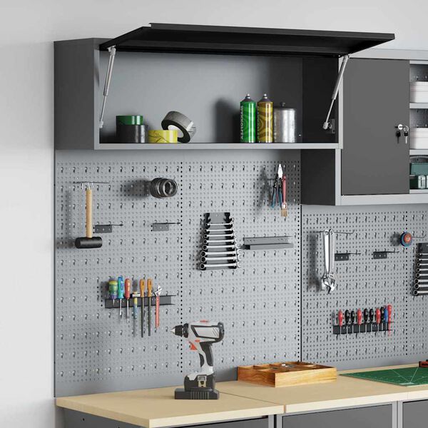 vidaXL Įrankių spinta ir pegboard rinkinys su lentyna 3 pcs Juoda
