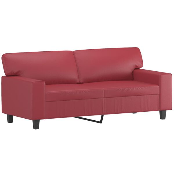 vidaXL Dvivietė sofa, raudonojo vyno spalvos, 140cm, dirbtinė oda