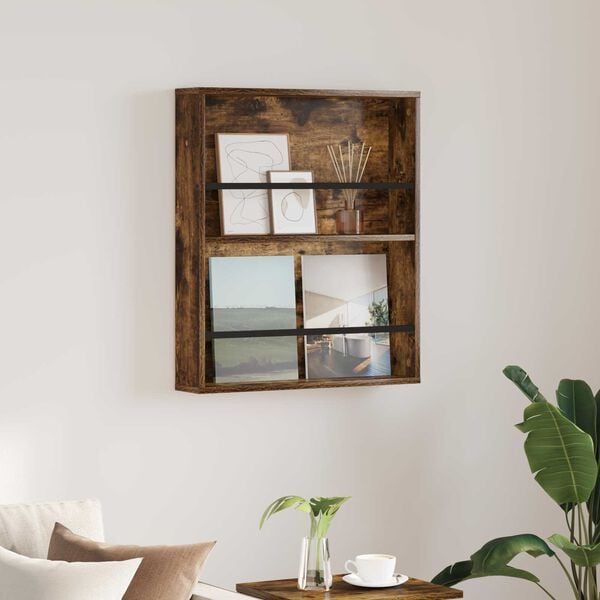 vidaXL Žurnalų stovas Rūkyta ąžuolas 60 x 12 x 70 cm Apdirbta mediena