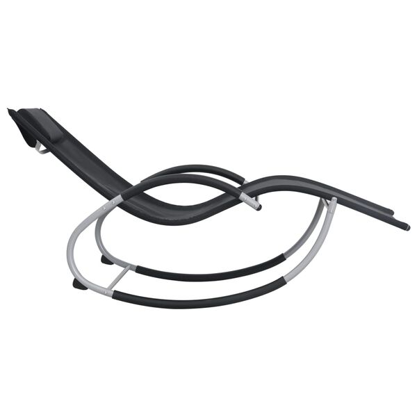 vidaXL Saulės gultas su pagalve, juodos spalvos, tekstilenas