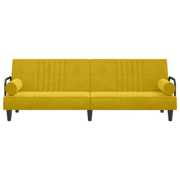 vidaXL Sofa-lova su porankiais, geltonos spalvos, aksomas