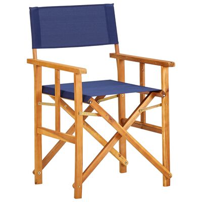 vidaXL Režisieriaus kėdė, mėlynos spalvos, akacijos medienos masyvas