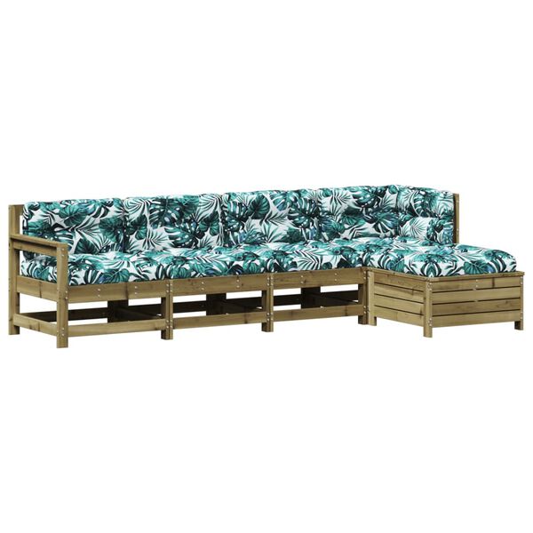 vidaXL Sodo poilsio komplektas su pagalvėlėmis, 5 dalių, pu&scaron;is