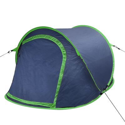 vidaXL Išskleidžiama stovyklavimo palapinė, mėlyna/žalia, 2 žmonėms