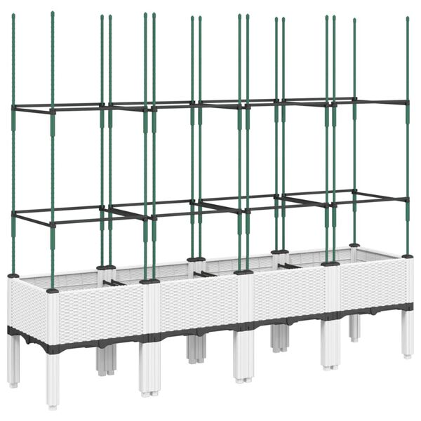 vidaXL Sodo lovelis su treliažu, baltos spalvos, 160x40x142,5cm, PP