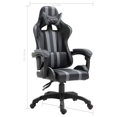 vidaXL Žaidimų kėdė, pilkos spalvos, dirbtinė oda