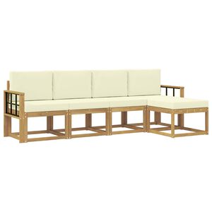 vidaXL Lauko sofos komplektas 5 vnt. Balta ir kreminė