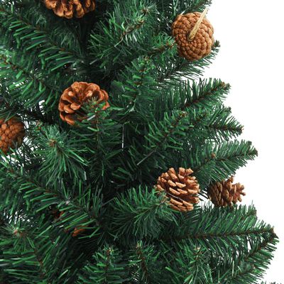 vidaXL Kalėdų eglutė su kankorėžiais, žalia, 210cm, PVC ir mediena