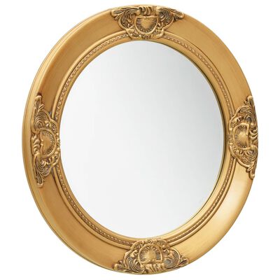 vidaXL Sieninis veidrodis, auksinis, 50cm, barokinio stiliaus