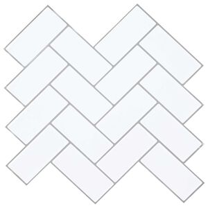 vidaXL Žuvies kaulo plytelė 10 pcs Balta pilka 30 x 30 cm