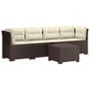 vidaXL 4 vietų sodo sofa su pagalvėmis pintinės i&scaron;vaizdos PP Ruda