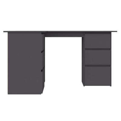vidaXL Kampinis rašomasis stalas, pilkos spalvos, 145x100x76cm, MDP