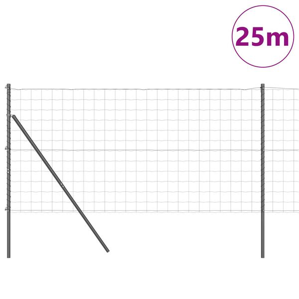 vidaXL Tvora su stulpais Pilka 1 x 25 m Plienas