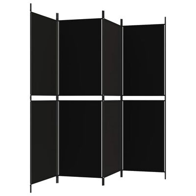 vidaXL Kambario pertvara, 4 dalių, juodos spalvos, 200x180cm, audinys
