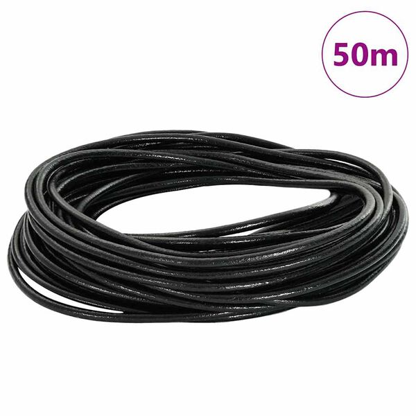 vidaXL Odinė gija Juoda &Oslash;3 mm x 50 m Oda