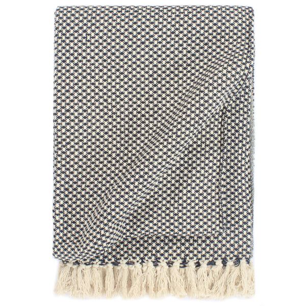 vidaXL Pledas, tamsiai mėlynos spalvos, 125x150cm, medvilnė