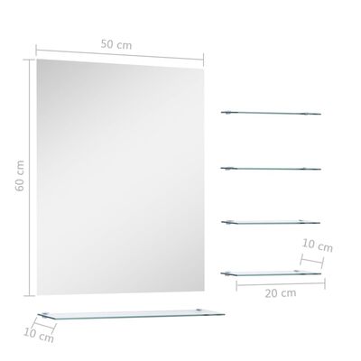 vidaXL Sieninis veidrodis su 5 lentynomis, sidabrinis, 50x60cm