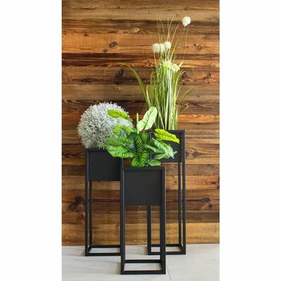 H&S Collection Vazonas gėlėms ant stovo, juodos spalvos, 60cm, metalas