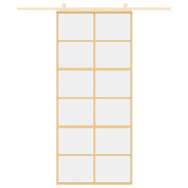 vidaXL Stumdomos durys, auksinės, 90x205cm, ESG stiklas ir aliuminis