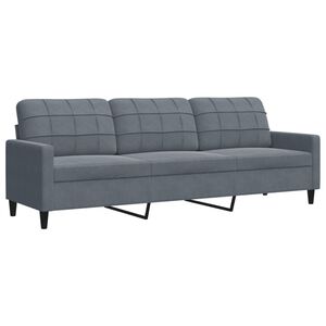 vidaXL Trivietė sofa, tamsiai pilkos spalvos, 210cm, aksomas
