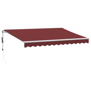 vidaXL Automatinė i&scaron;traukiama markizė su LED, bordo spalvos, 350x250cm