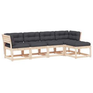 vidaXL Sodo sofos komplektas su pagalvėlėmis, 5 dalių, pu&scaron;ies masyvas