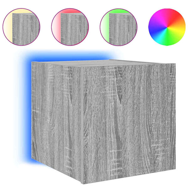 vidaXL Sieninė TV spintelė su LED lemputėmis, pilka, 30,5x35x30cm