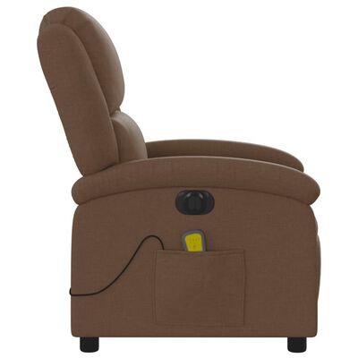 vidaXL Elektrinis atlošiamas masažinis krėslas, rudas, audinys