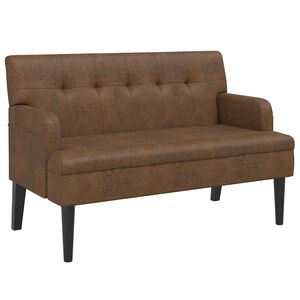 vidaXL Suoliukas su atlo&scaron;u, rudas, 112x65,5x75cm, dirbtinė versta oda