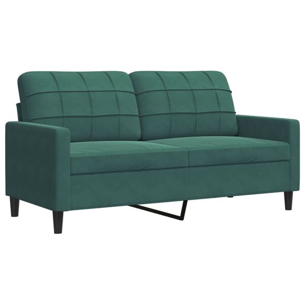 vidaXL Dvivietė sofa, tamsiai žalios spalvos, 140cm, aksomas