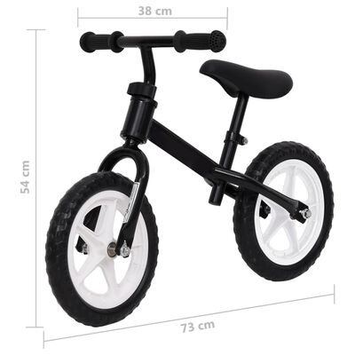 vidaXL Balansinis dviratukas, juodos spalvos, 9,5 colių ratai