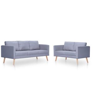 vidaXL Sofų komplektas, 2-vietė ir 3-vietė, audinys, &scaron;viesiai pilkas