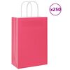 vidaXL Popieriniai mai&scaron;eliai 250vnt. su rankenomis, rožinis 21x11x31cm