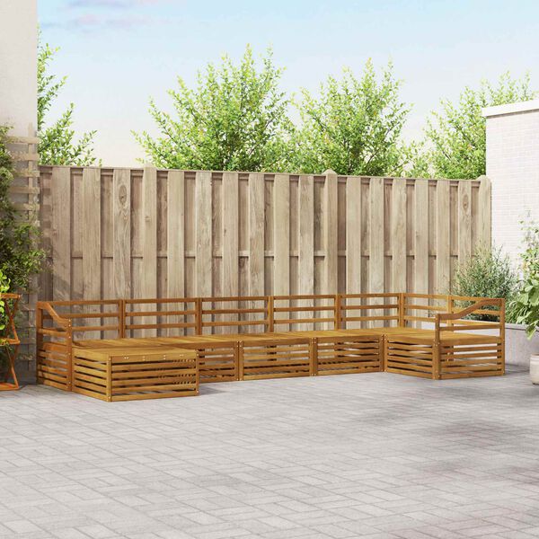 vidaXL Sofų komplektai 7 pcs Natūrali Kietos akacijos mediena