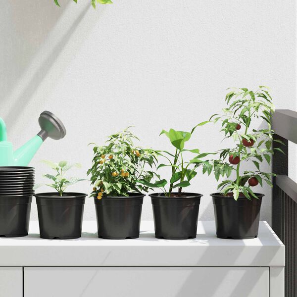 vidaXL Gėlių vazonas 200 pcs Juoda &Oslash; 15 x 12.5 cm Plastmasė