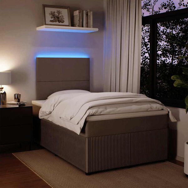 vidaXL Lova su spyruoklėmis ir čiužiniu, pilka, 120x200cm, aksomas