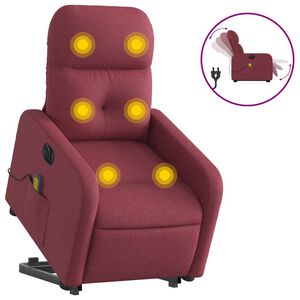 vidaXL Atsistojantis elektrinis masažinis krėslas, vyno, audinys