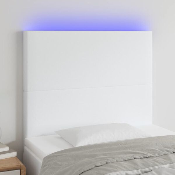 vidaXL Galvūgalis su LED, baltos spalvos, 100x5x118/128 cm