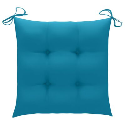 vidaXL Batavia kėdės su šviesiai mėlynomis pagalvėmis, 2vnt., tikmedis