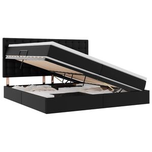 vidaXL Saugos lova su čiužiniu Juoda 200 x 200 cm Dirbtinė oda