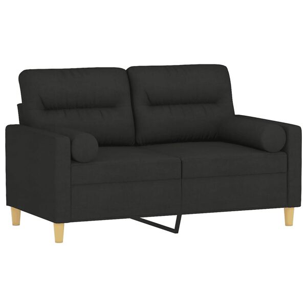 vidaXL Dvivietė sofa su pagalvėlėmis, juodos spalvos, 120cm, audinys