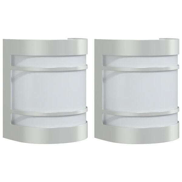 vidaXL Sieniniai lauko šviestuvai, 2vnt., sidabriniai, plienas