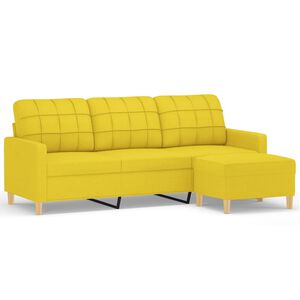 vidaXL Trivietė sofa su pakoja, &scaron;viesiai geltona, 180cm, audinys