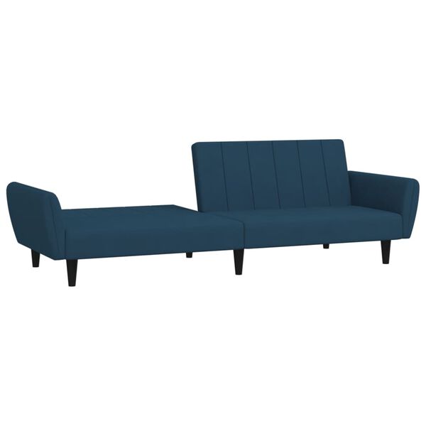 vidaXL Dvivietė sofa-lova, mėlynos spalvos, aksomas