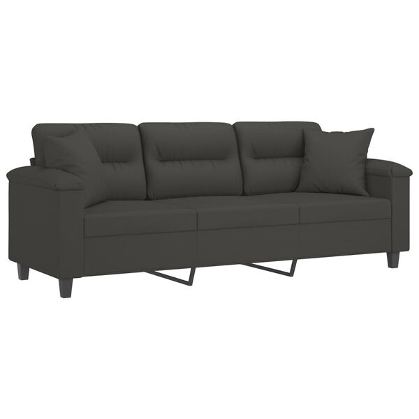 vidaXL Trivietė sofa su pagalvėmis, tamsiai pilka, 180cm, audinys