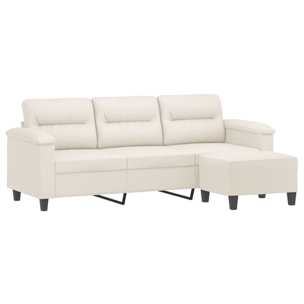vidaXL Trivietė sofa su pakoja, kreminės spalvos, 180cm, dirbtinė oda