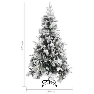 vidaXL Kalėdų eglutė su sniegu/kankorėžiais, 225cm, PVC ir PE