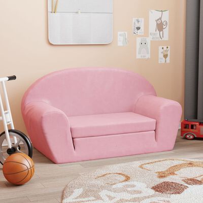 vidaXL vaikiška ištiesiama sofa, rožinė