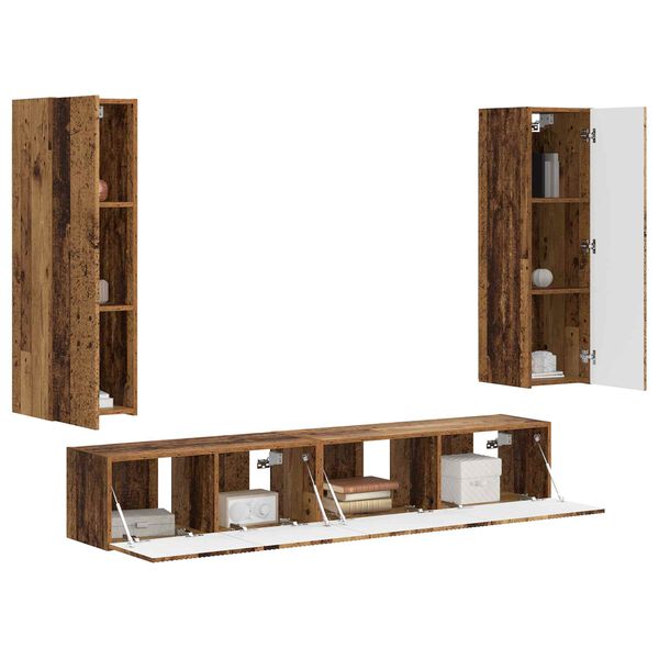 vidaXL TV spintelių komplektas 3 pcs Senas medis Apdirbta mediena